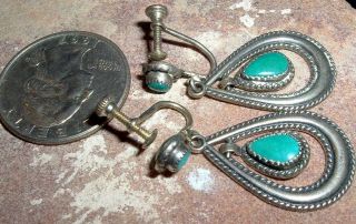 Vintage,  Sterling Silver & Turquoise,  Screw Back Earrings
