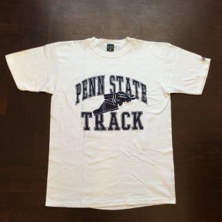 Vintage Penn State University Nittany Lions Track White T Shirt Mens Large Usa
