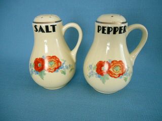 Vintage Hall Orange Poppy Salt & Pepper Range Shakers W/handles