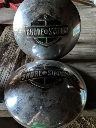 2 Vintage Shore Station Boat Trailer Hub Caps /