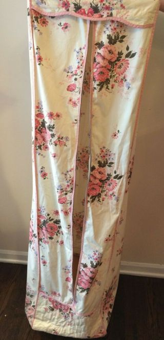 Vintage Allon Fabric Garment Bag,  Ivory W/pink Flowers & Trim,  Zipper,  54lx19w