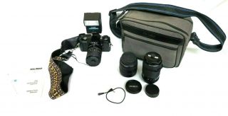 Vintage Minolta X - 370s 35mm Film Slr Camera Film Camera With Bag & Extra Lens