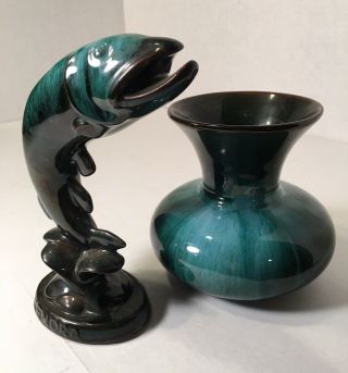 Vintage Canada Blue Mountain Pottery Vase w/drip glaze 6