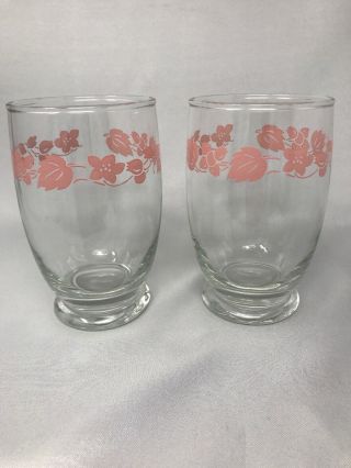Pyrex Pink Gooseberry Tumbler Juice Water Glass Set Of 2 Vintage