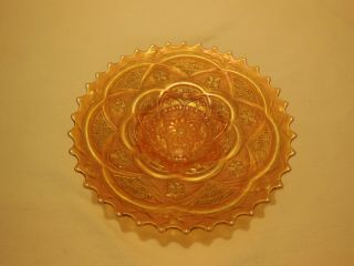 Vintage Dugan Persian Garden Marigold Carnival Glass Plate Iridescent Colors