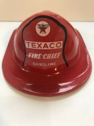 Vintage Texaco Gasoline Fire Chief Fireman’s Red Metal Miniature Hat Helmet
