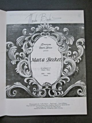 Vtg 1984 Marta Becket Amargosa Opera House Program Brochure Signed Death Vly Ca