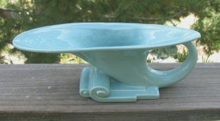 Vintage Haeger Modernist Or Art Deco Cornucopia Blue Vase