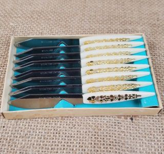 Vintage Little Knife stainless steel cheese and butter spreaders Japan set of 8 2