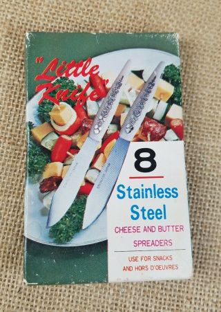 Vintage Little Knife stainless steel cheese and butter spreaders Japan set of 8 5