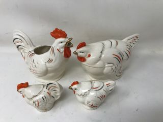 Vintage Ceramic Rooster and Hen Chicken Salt & Pepper Shakers Made in Japan 2