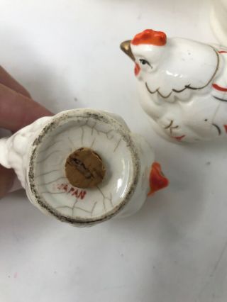 Vintage Ceramic Rooster and Hen Chicken Salt & Pepper Shakers Made in Japan 3