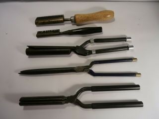 Set Of 5 Vintage Kizure Hair Styling Curling Irons Black / 3 Irons And 2 Combs