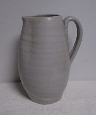 Vtg Williamsburg VA Pottery/Salt Glazed Stoneware Pitcher Vase Cobalt Blue leaf 2