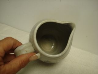 Vtg Williamsburg VA Pottery/Salt Glazed Stoneware Pitcher Vase Cobalt Blue leaf 3