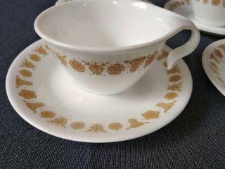 Vintage Corelle Corning Butterfly Gold Hook Open Handle Cups And Saucer Set of 6 2