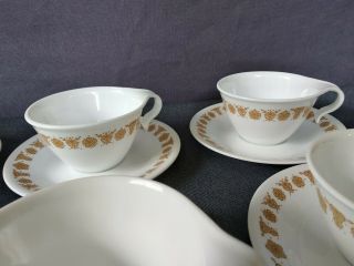 Vintage Corelle Corning Butterfly Gold Hook Open Handle Cups And Saucer Set of 6 4