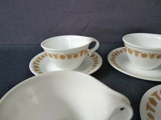 Vintage Corelle Corning Butterfly Gold Hook Open Handle Cups And Saucer Set of 6 5