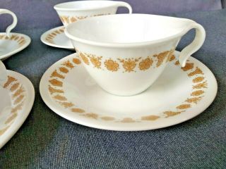 Vintage Corelle Corning Butterfly Gold Hook Open Handle Cups And Saucer Set of 6 6