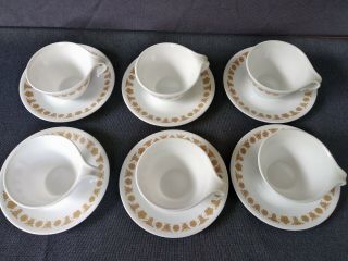 Vintage Corelle Corning Butterfly Gold Hook Open Handle Cups And Saucer Set of 6 7