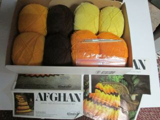 Wonder Art " Ripple " Full Size Afghan Crochet Kit 2401 - 02 Vintage Pattern