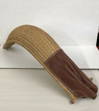 Vintage Jai Alai Cesta / Sesta Glove Wicker Rattan Basket Leather Scoop