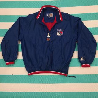 Vintage Starter York Rangers Jacket Size Large L Pullover Windbreakers Nhl