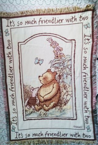 Vintage Beacon Disney Winnie The Pooh Piglet Large Tapestry Throw 45 X 68