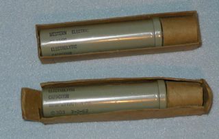 Pair Vintage Western Electric Electrolytic Capacitors 25 Uf @ 25 Vdc.  Ks - 13486