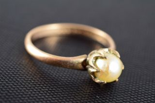 Early 20th Century Vintage/estate Pearl Ring 14k Yellow Rgp Sz 4 - 1/2
