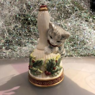 Vintage Fitz And Floyd Kristmas Kitty Bell Cat Christmas Porcelain Cat Bell