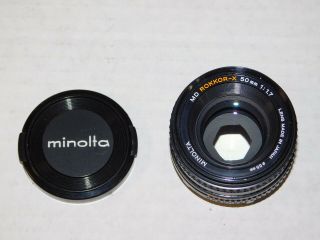 Vintage Minolta Md Rokkor - X 50mm 1:1.  7 Slr 35mm Film Camera Body Lens Made Japan