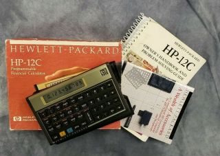 Vintage Hp - 12c Programmable Financial Calculator With Case And Box 1987