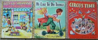 3 Vintage Little Golden Books We Like To Do Things,  Circus Time,  Let 