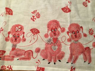 Fabulous 2,  Yards Vintage 50’s Pink French Poodle Cotton Fabric Best