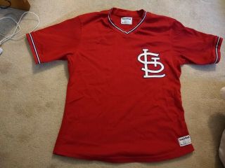 St.  Louis Cardinals Sand Knit Macgregor Size Medium Vintage Jersey Shirt
