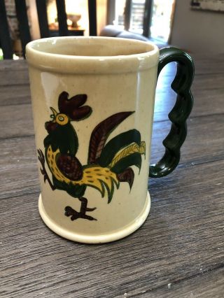 Vintage Metlox Poppytrail Ca Provincial Green Rooster Drinking Mug