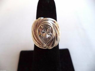 Stunning Vintage Estate Signed 925 Sterling Silver Rhinestone S/6 Ring,  Cache