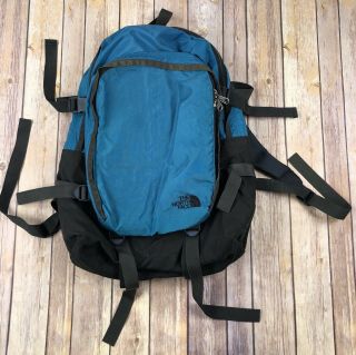 Vintage 90s The North Face Blue Backpack Label Usa Turquoise Outdoors Hiking