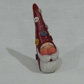 Vintage Gail Laura Santa Claus With Buttons On Hat Figurine 1995 Signed