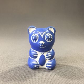 Vintage Pablo Zabal Blue White Sgraffito Bear Ceramic Figurine Chile Folk Art