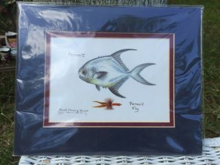 Vintage Florida Off Shore Permit Fish Fly Fishing Danel Lindvig 99 Signed Print