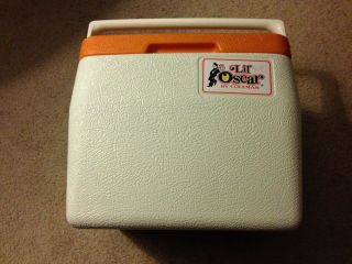 Vtg.  1983 Coleman Lil Oscar Orange & White 6.  5 Quart Cooler Lunch Box 5272  5