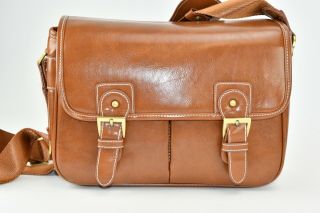 Vintage Brown Leather Padded Compartment Camera Shoulder Bag 3
