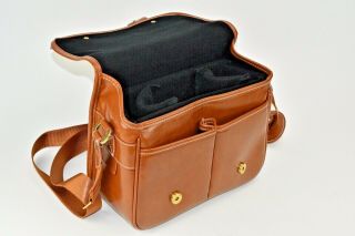 Vintage Brown Leather Padded Compartment Camera Shoulder Bag 4