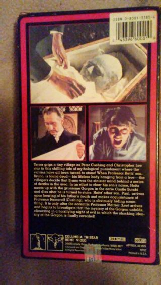Vintage 1987 The Gorgon VHS Video Cassette - Christopher Lee & Peter Cushing 2