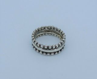 Gorgoues Estate Vintage Solid Sterling Silver milgrain LARGE beaded Band Ring s6 5