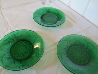 Vintage Tiara Glass Spruce Green Sandwich Saucer Plate 3 Available 4 1/2 "