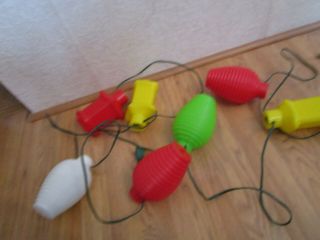 Vintage Set Of 7 Party Patio Blowmold String Lights