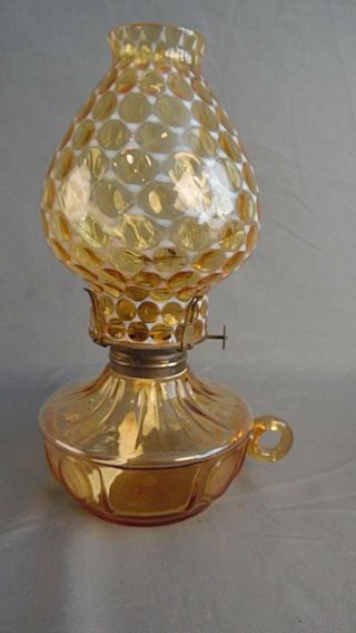 Vintage Fostoria Amber Coin Lamp Pattern 1372 Fine